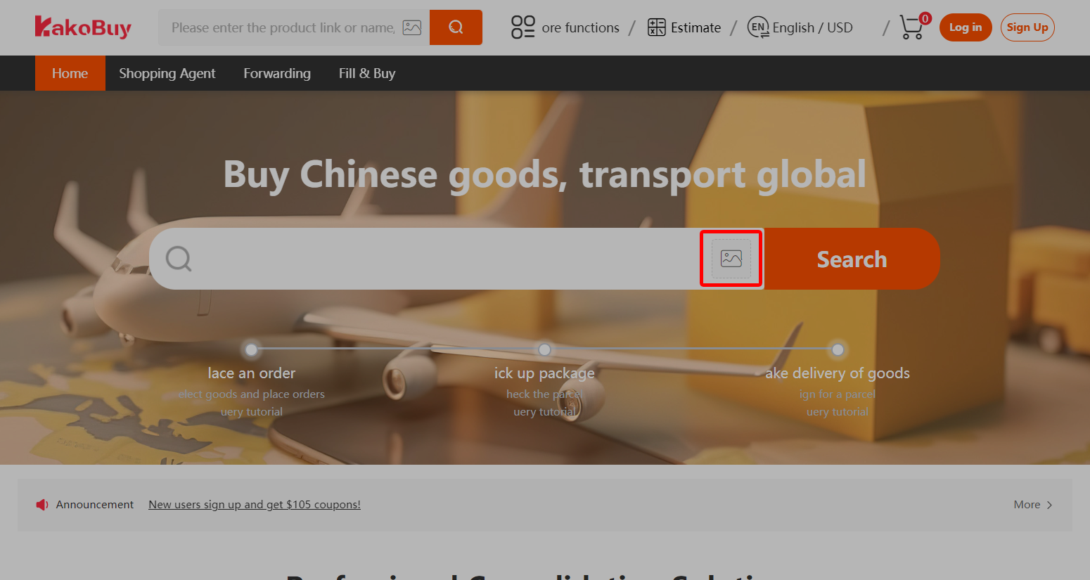 Use the image-search button for a picture-led search.