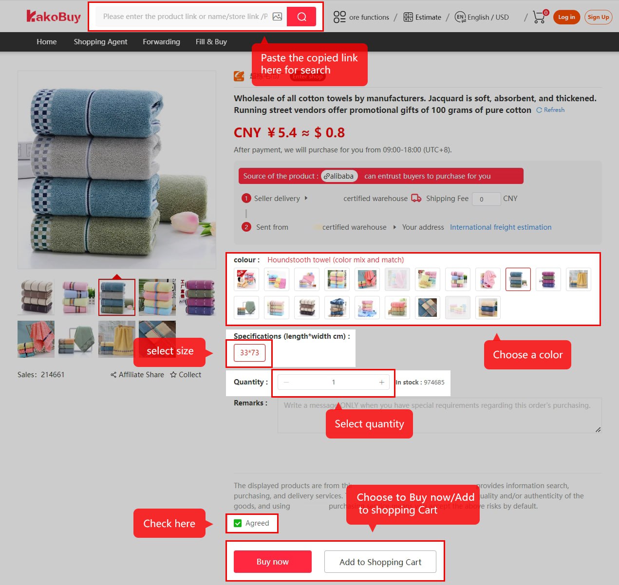 Choose the option, size and quantity before submitting.